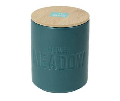 Flower Meadow Sagebrush Green Lidded Ceramic Jar Candle, 15 oz.