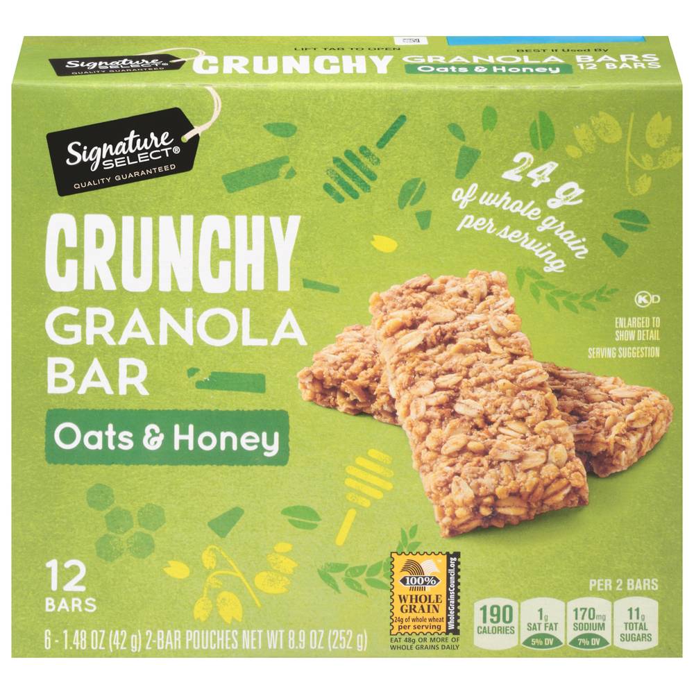 Signature Select Oats & Honey Crunchy Granola Bars (2 ct, 4.45oz)