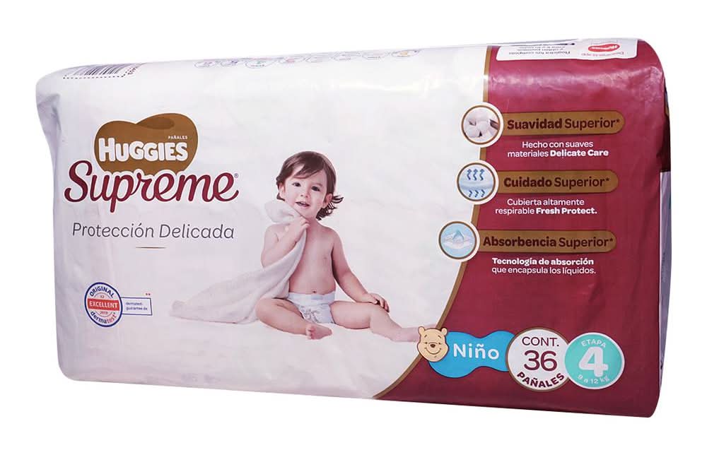 Huggies · Supreme pañales, unisex, Etapa 4 (36 un)