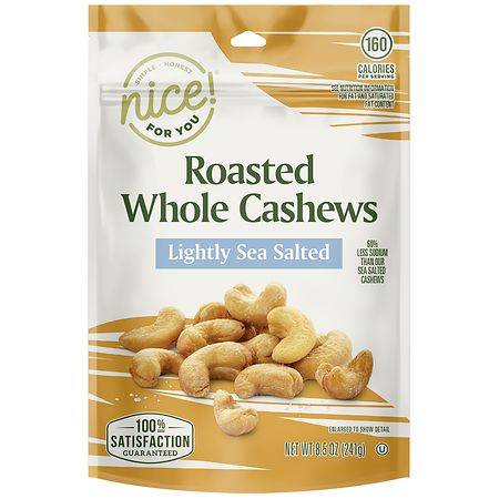 Nice! Delicious Lightly Sea Salted Whole Cashews (8.5 oz)