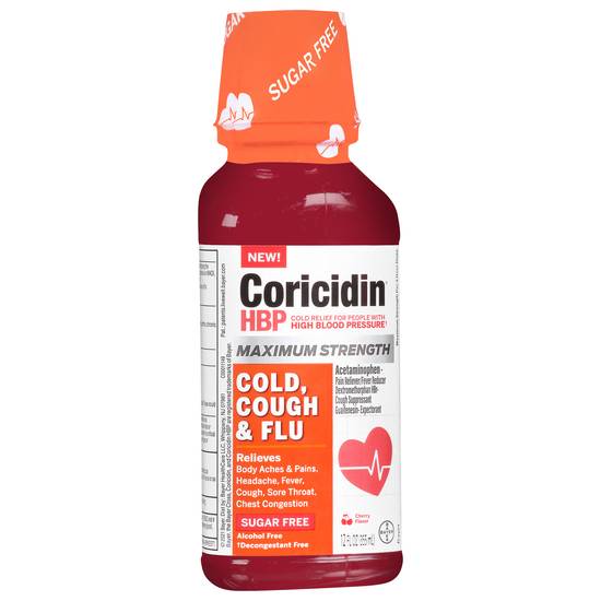 Coricidin Hbp Maximum Strength Cold, Cough & Flu Liquid Cherry