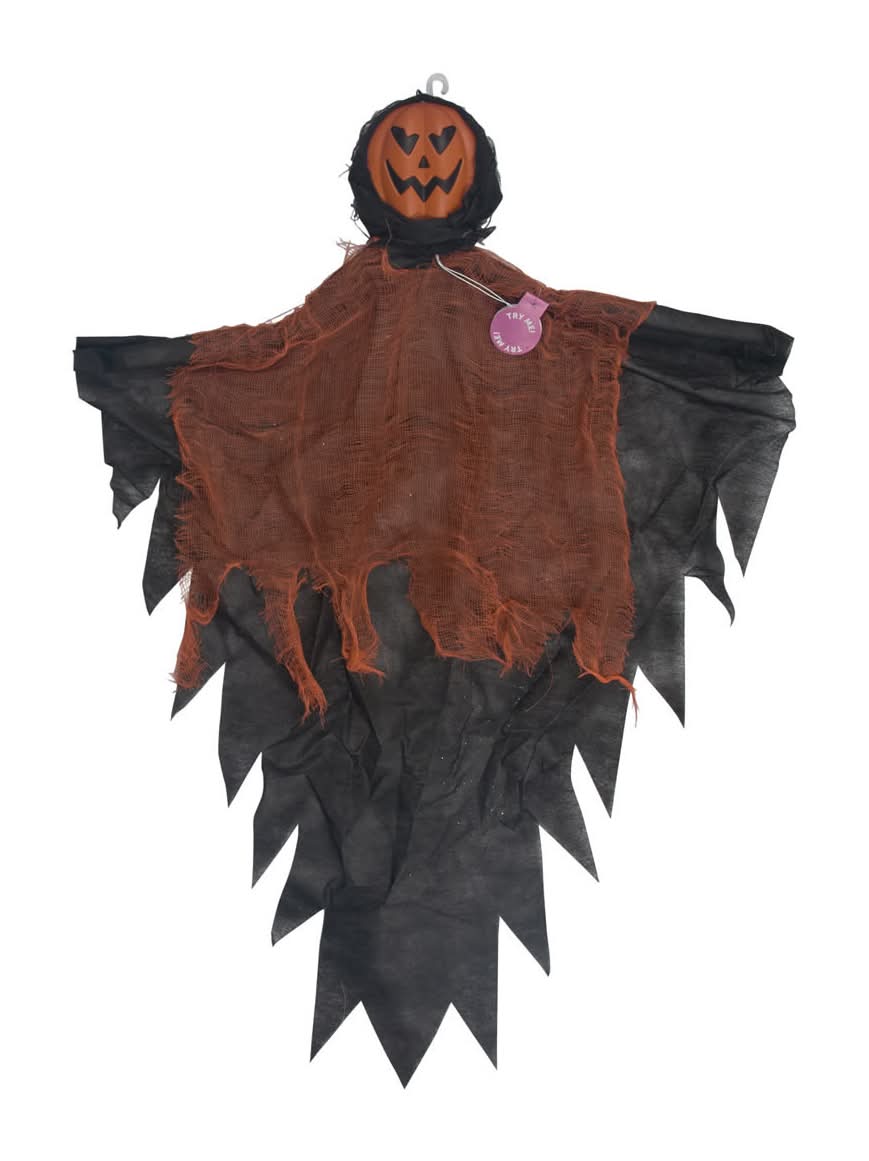 Halloween Light-Up Hanging Pumpkin Ghoul Decor 2 Assorted Colors