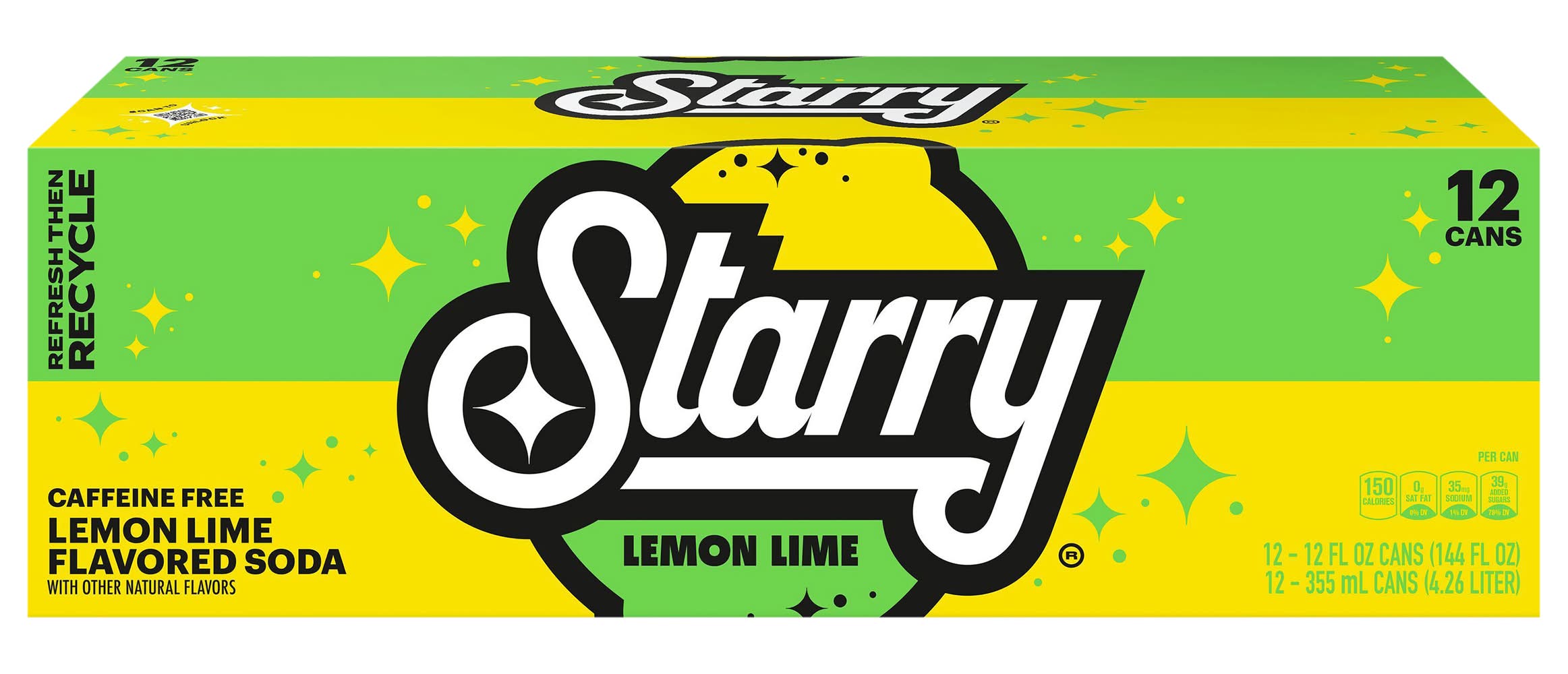 Starry Caffeine Free Soda, Lemon Lime (12 x 12 fl oz)