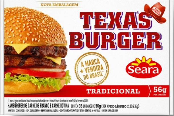 Seara hambúrguer bovino texas burguer congelado (36 un, 56 g)
