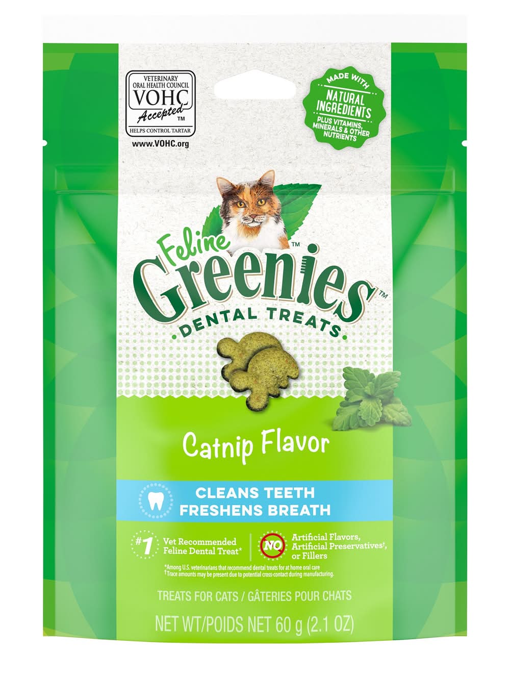 Greenies™ Feline Greenies Adult Cat Dental Treats - Dental Care, Natural, Catnip (Flavor: Catnip, Size: 2.1 Oz)