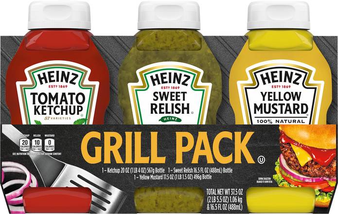 Heinz Ketchup, Sweet Relish & Yellow Mustard Grill pack