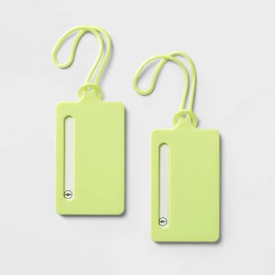 Open Story Silicone Luggage Tag, Lime Green (2 ct)