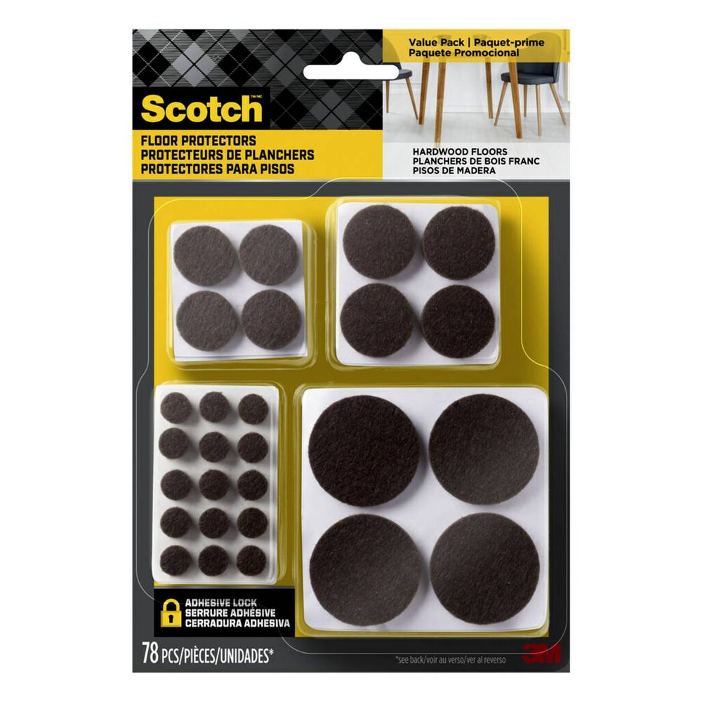 Scotch 78-Pack Assorted Brown Round Felt Furniture Pads | SP857-NA