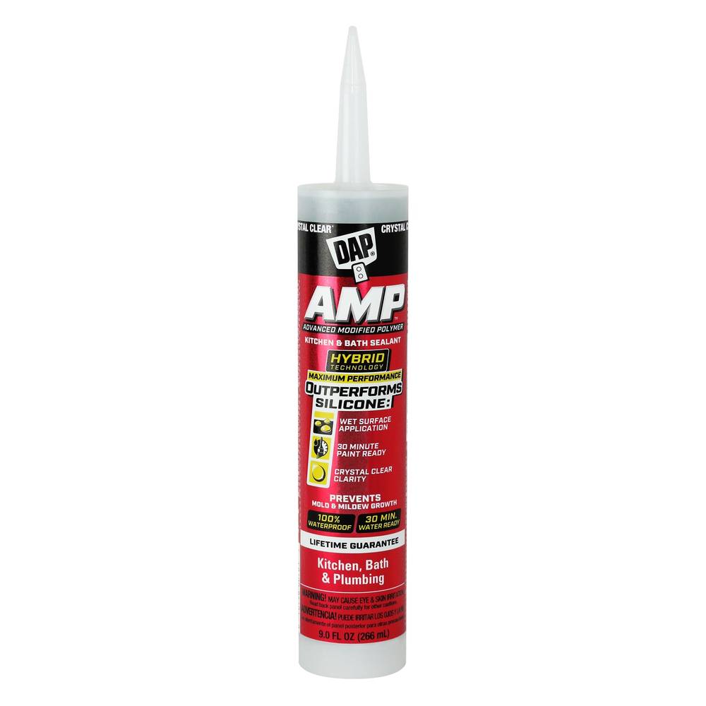 DAP AMP 9-oz Kitchen and Bath Crystal Clear Paintable Advanced Sealant Caulk | 7079800763