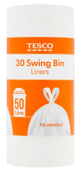 Tesco Tie Handle Swing Bin Liners 50 L (30 pack)
