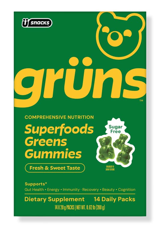 Grüns Adults Sugar Free Superfood Greens Multivitamin Gummies 14 ct