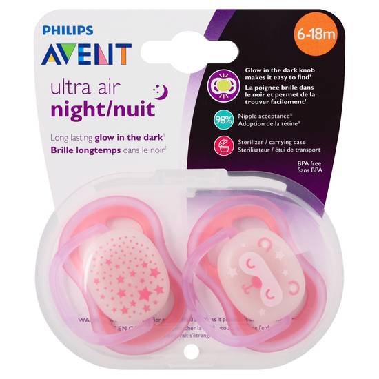Avent Night Glow in the Dark Pacifiers (2 ct)