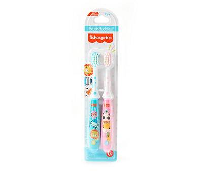 Fisher-Price Brush Buddies Toddler Toothbrush, Pink-Blue (2 ct)