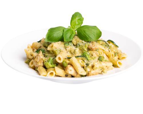 Penne with Chicken, Zucchini, and Broccoli