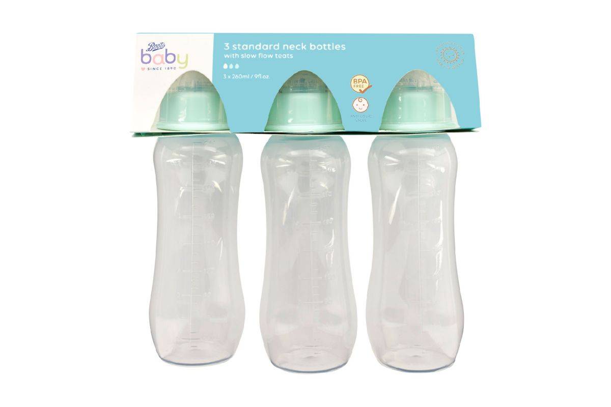 Boots Baby Standard Neck Bottle 260ml 3 Pack