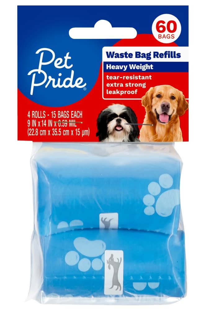 Pet Pride Heavy Weight Waste Bag Refills, 9x14 in (60 ct)