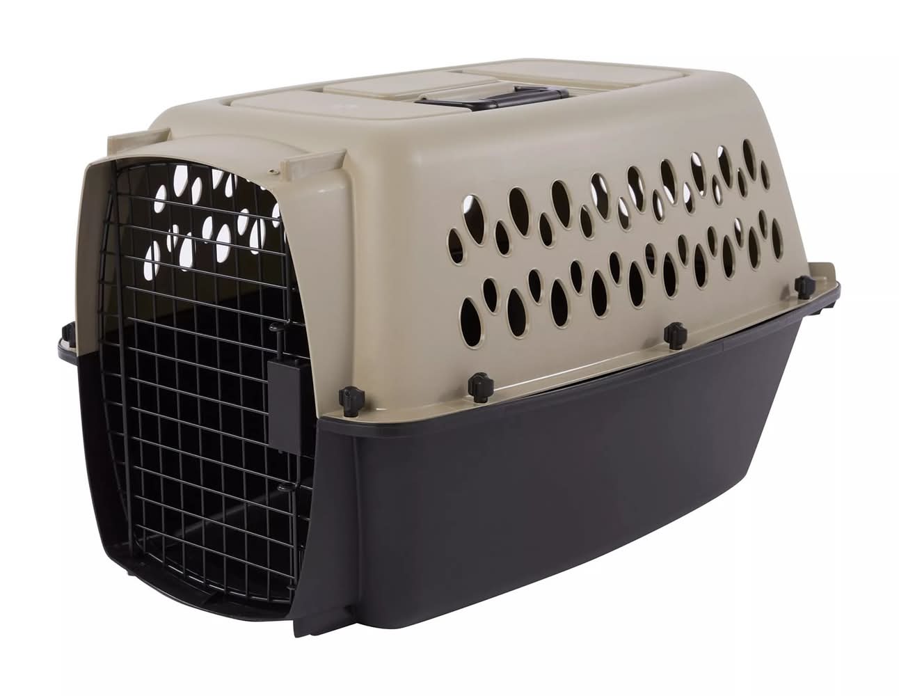 Top Paw® Plastic Portable Dog Kennel (Color: Tan, Size: 24\"L X 16\"W X 15\"H)