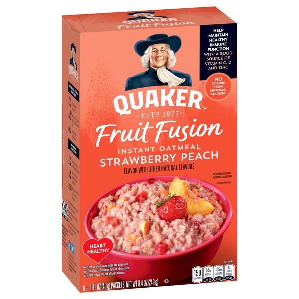Quaker Fruit Fusion Instant Oatmeal, Strawberry Peach 6-1.41 oz