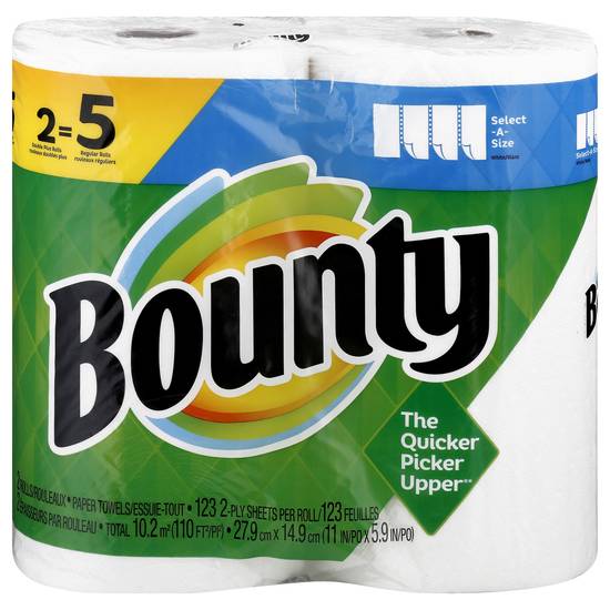 Bounty White Select-A-Size Double Plus Rolls 2-ply Paper Towel (2 ct)