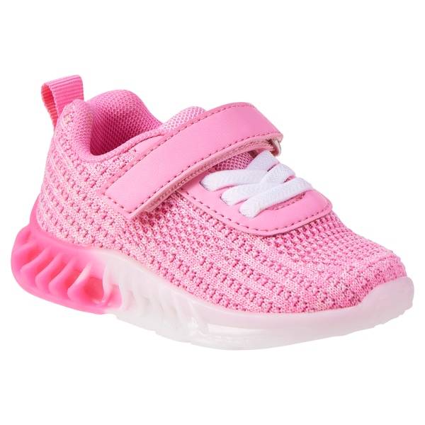 First Steps Girls Knit Strap Sneaker, Pink, Size 5