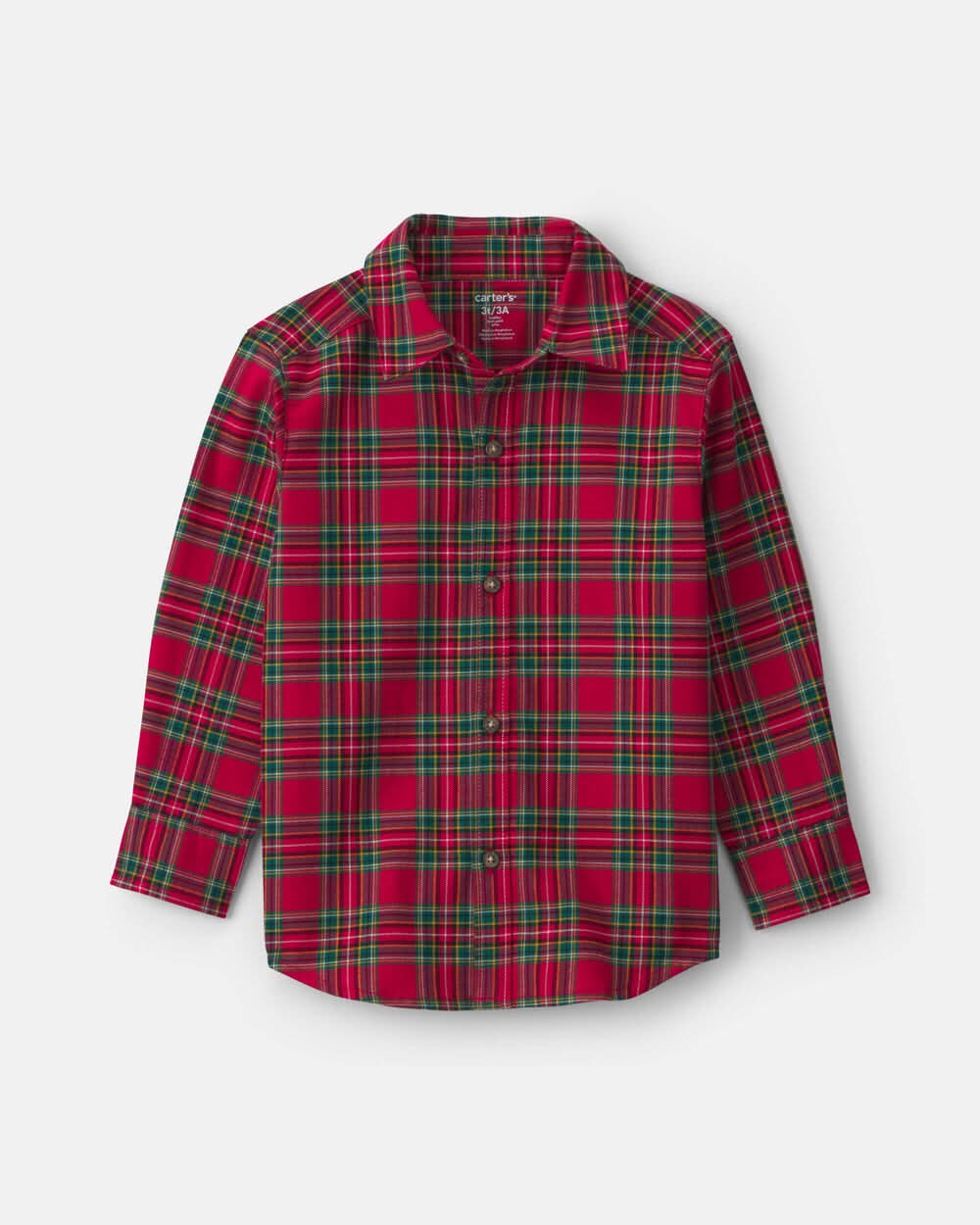 Toddler Boy Plaid Long-Sleeve Button-Down Shirt - Red/Green - 2T