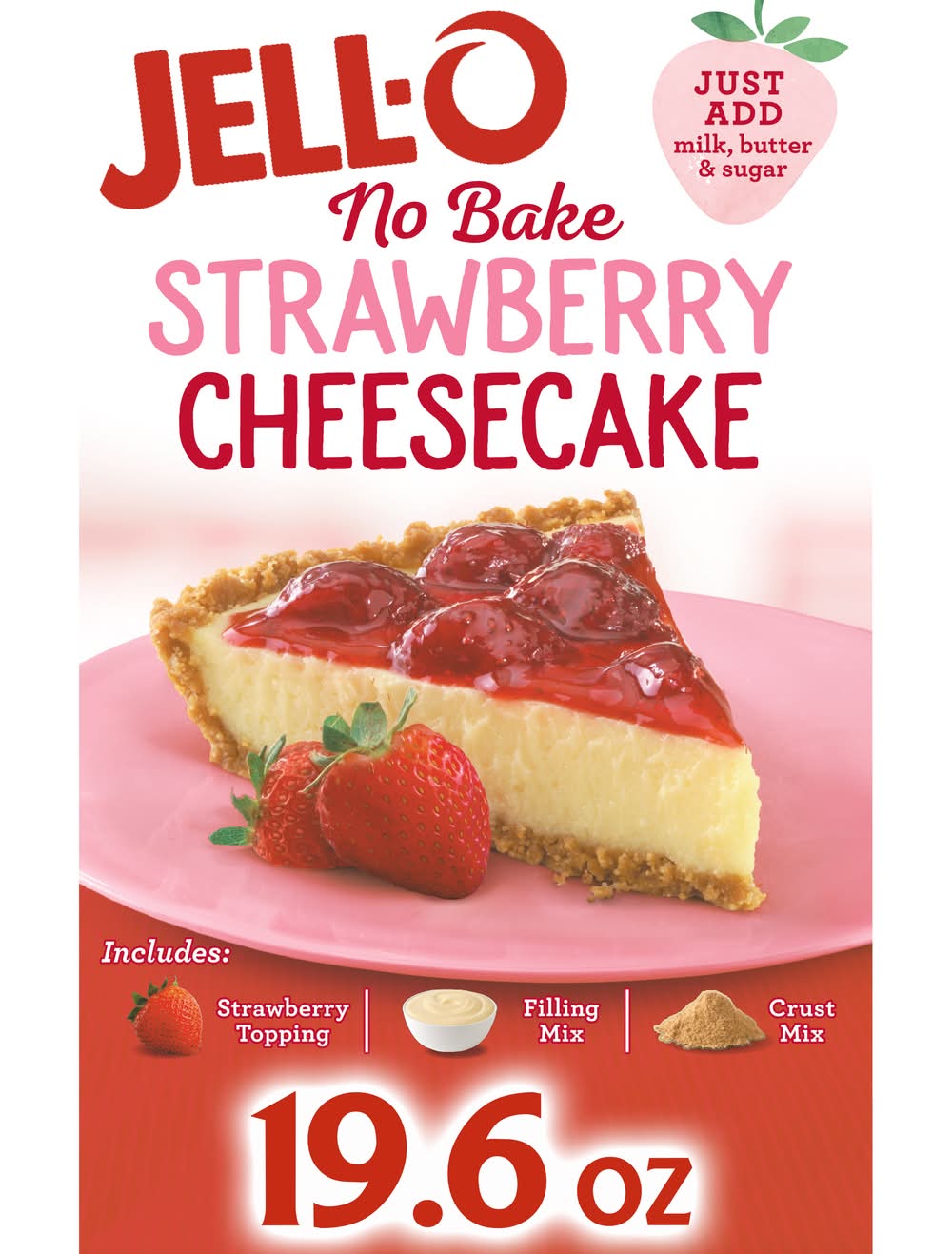 Jell-O No Bake Strawberry Cheesecake Dessert Kit (19.6 oz)
