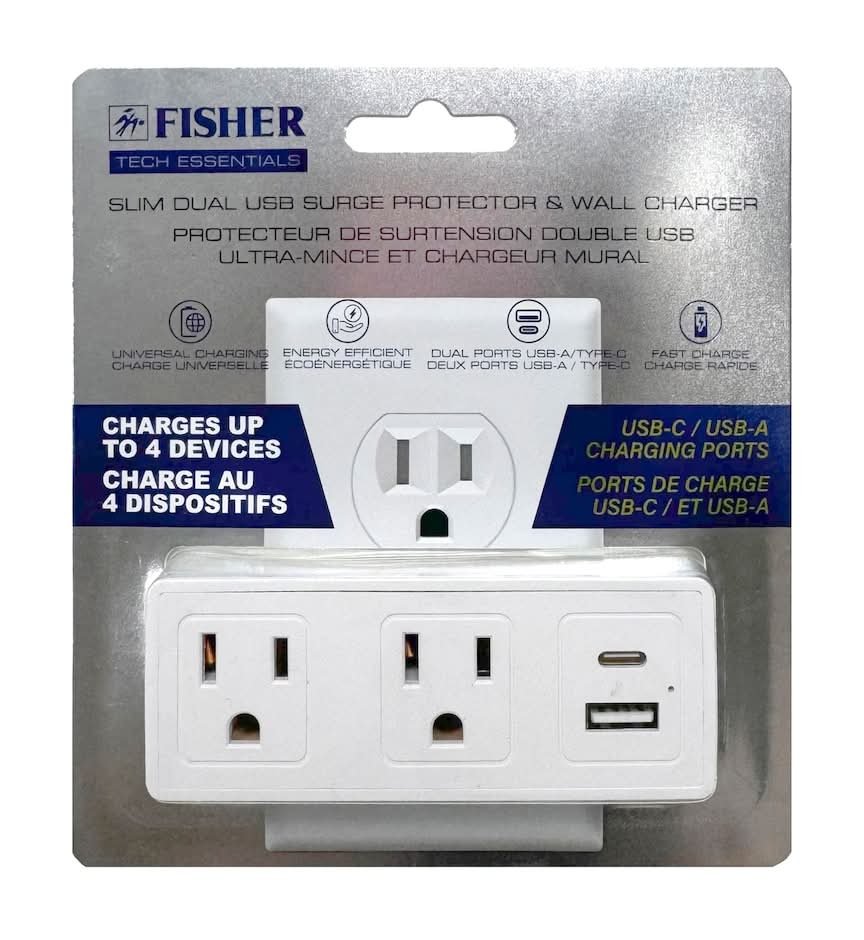 Fisher Dual-Port Surge Protectors With Dual Usb Outlets