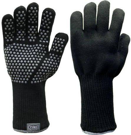 Expert Grill Heat Resistant BBQ Gloves, Black Color, One Size,  Silicone Dotted