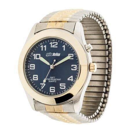 George Globlu Mens Two Tone Expansion Analog Watch, Silver