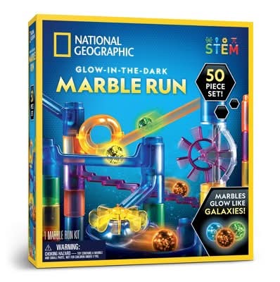National Geographic Glow in the Dark Marble Run Educational Building Toy Set (50 ct)