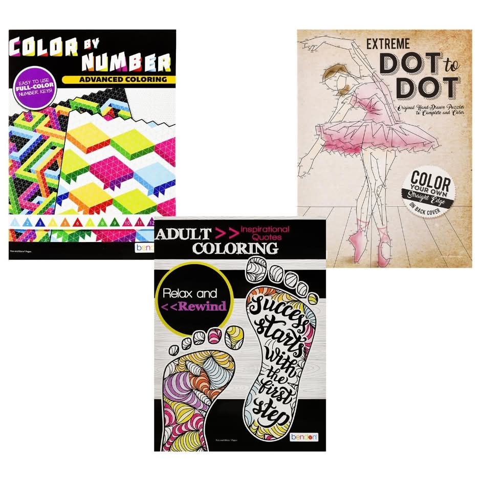 Bendon Adult Coloring Books, Assorted (3 pack)