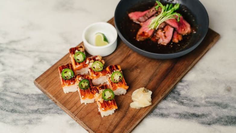 Filet Mignon   Seared Salmon Sushi