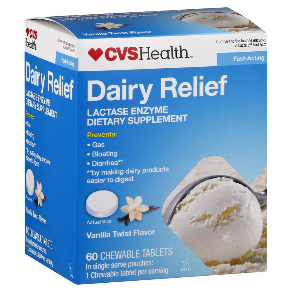 CVS Health Dairy Relief Vanilla Twist Flavor Chewable Tablets