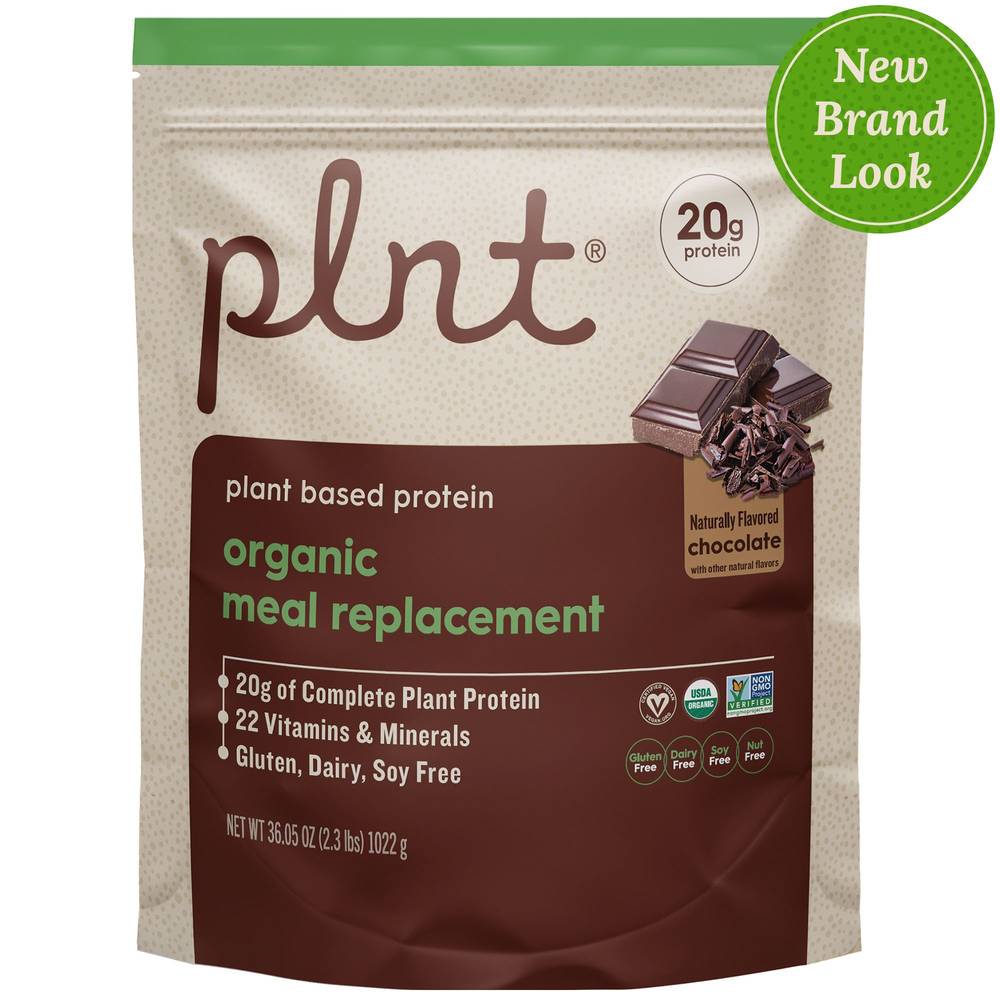 plnt Organic Meal Replacement Plant-Based Protein Powder, Chocolate (36.05 oz)