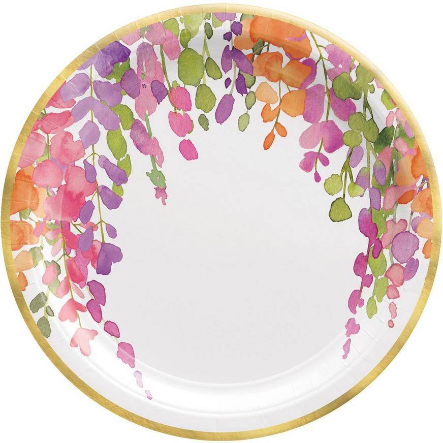 Party City Water Floral Paper Dinner Plates (10.5 in)