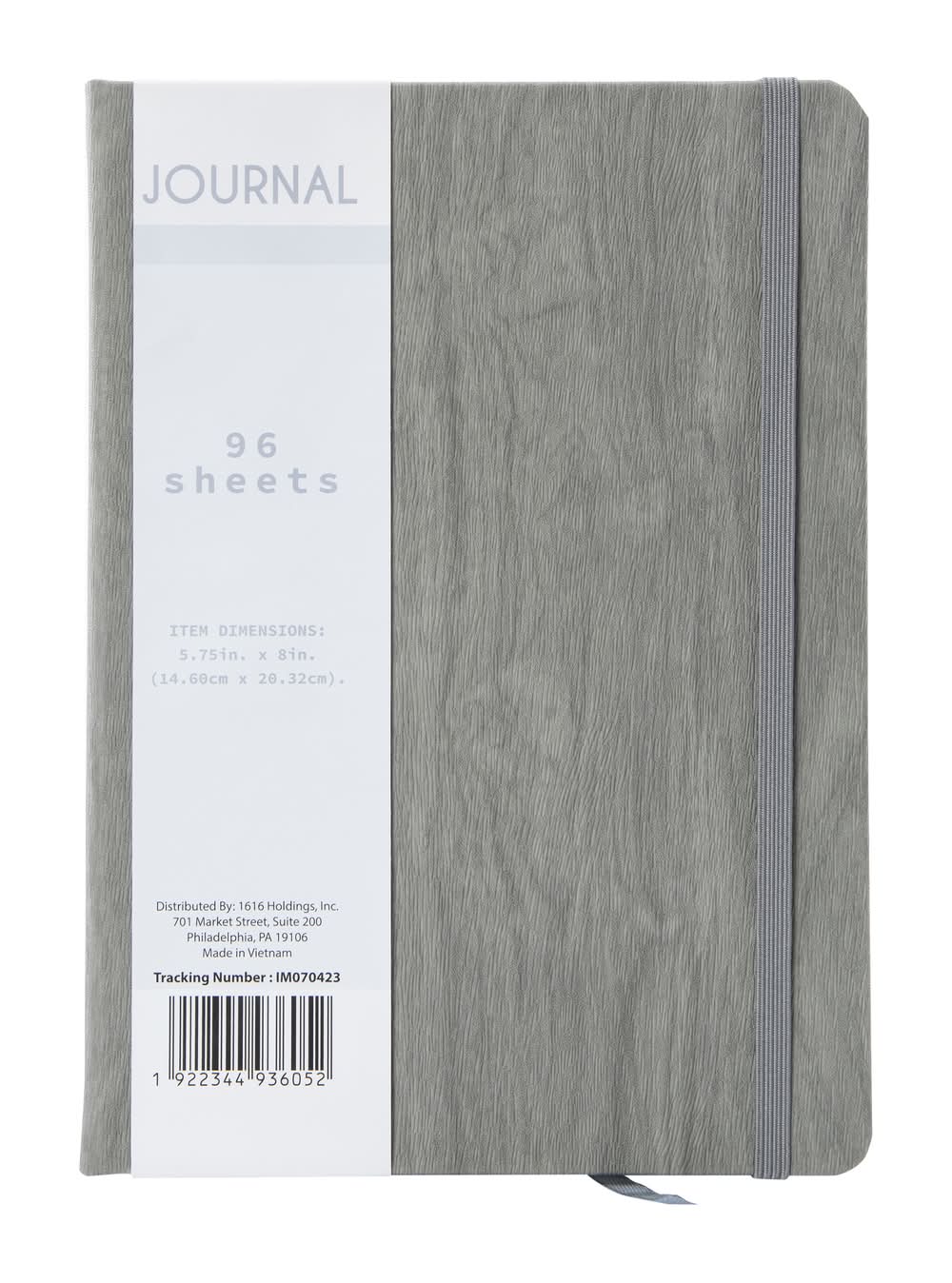 Wood Printed Journal 5.75in x 8in Gray