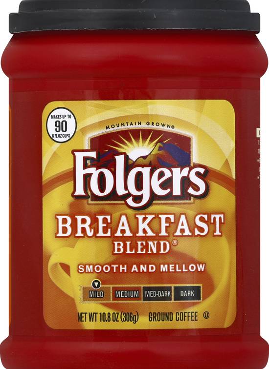 Folgers Breakfast Blend Mild Ground Coffee (10.8 oz)