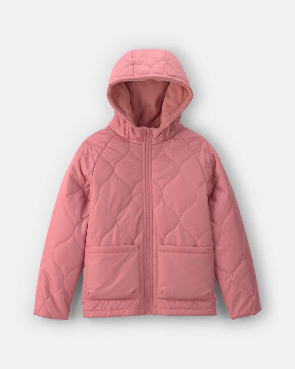 Girls Hooded Midweight Quilted Jacket - Pink - 5