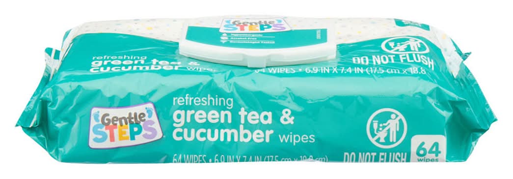 Gentle Steps Refreshing Green Tea & Cucumber Wipes 64 Ct