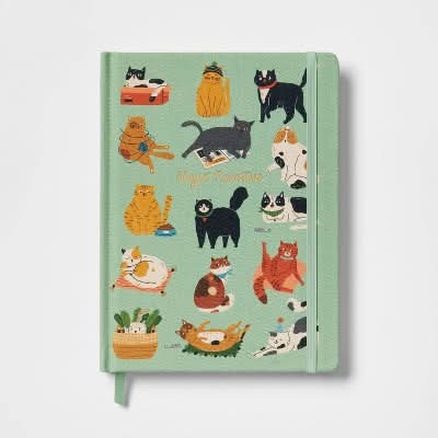up&up Bound Notebook With Elastic Closure Cat, 6x8 in