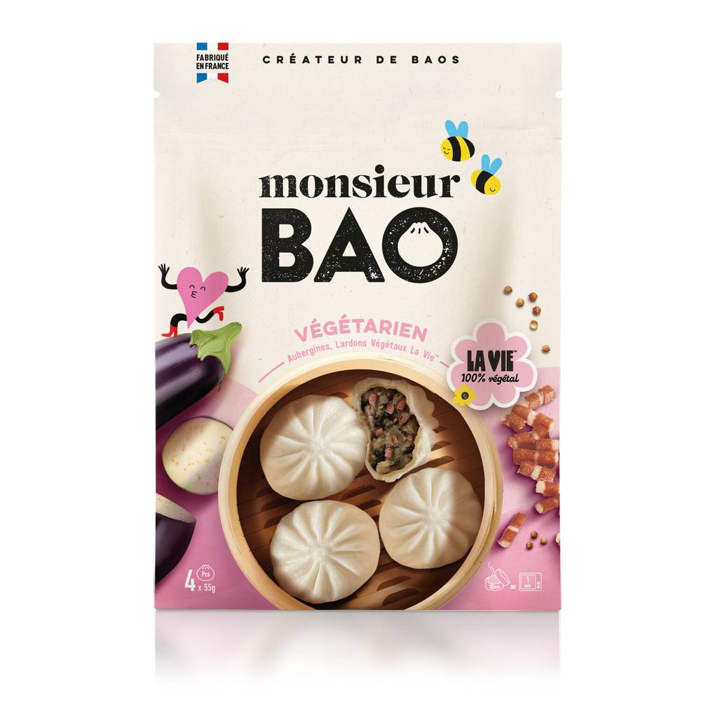 Bao Végétarien MONSIEUR BAO - le paquet de 4 baos de 55g