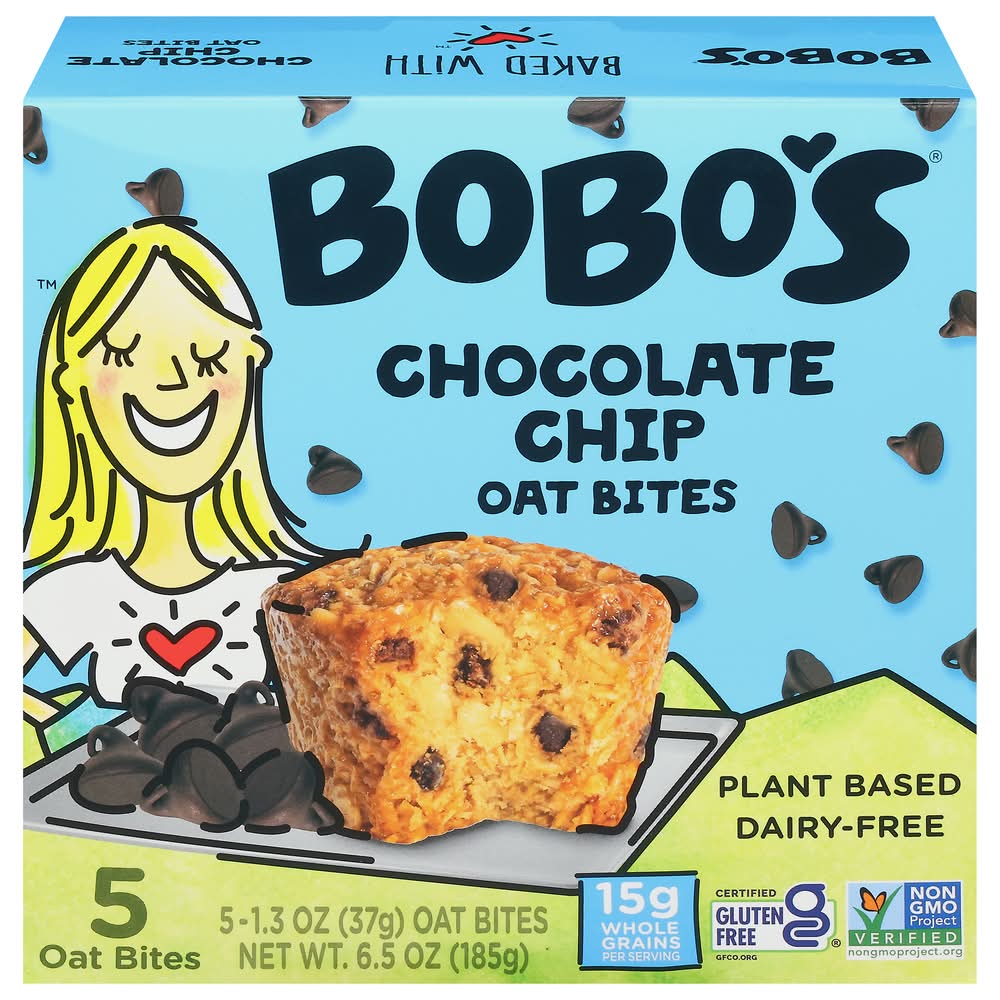 Bobo's Plant Based Oat Bites Cup Cakes, Chocolate Chip (5 x 1.3 oz)