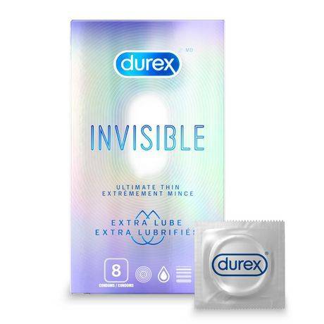 Durex Invisible Extra Lube Ultimate Thin Condoms (8 units)