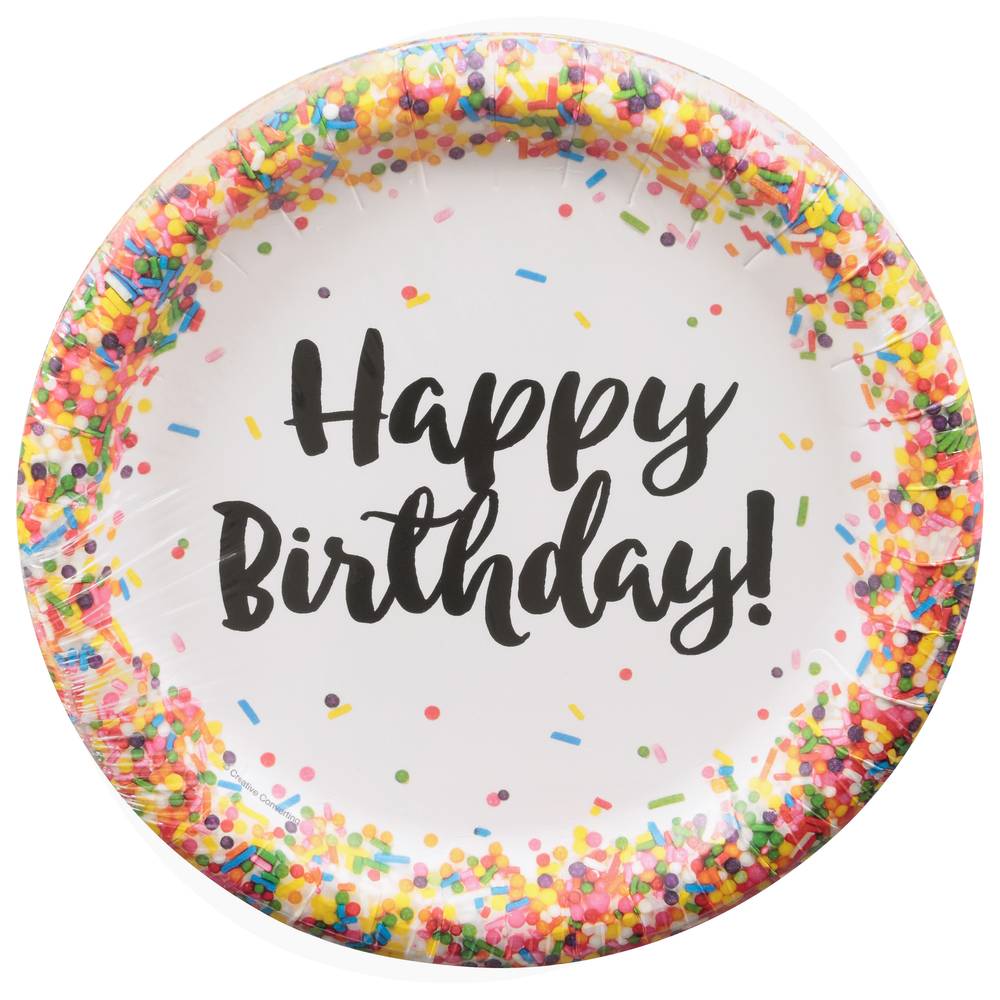 Party Creations Happy Birthday Sprinkles Plates (8 ct)