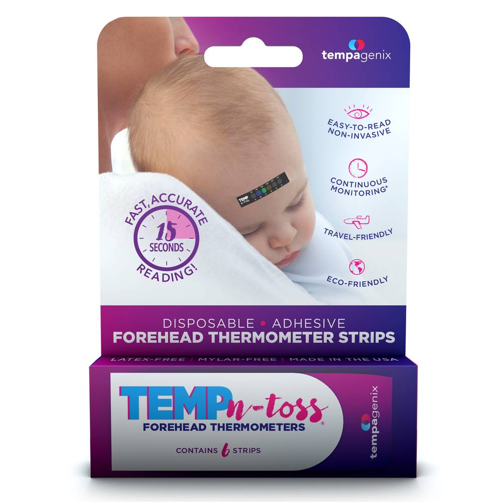 Temp-N-Toss Forehead Thermometer Strips, 6 Strips