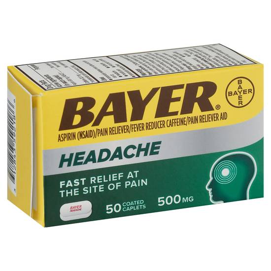 Bayer Headache Aspirin 500 mg Coated Caplets (50 ct)