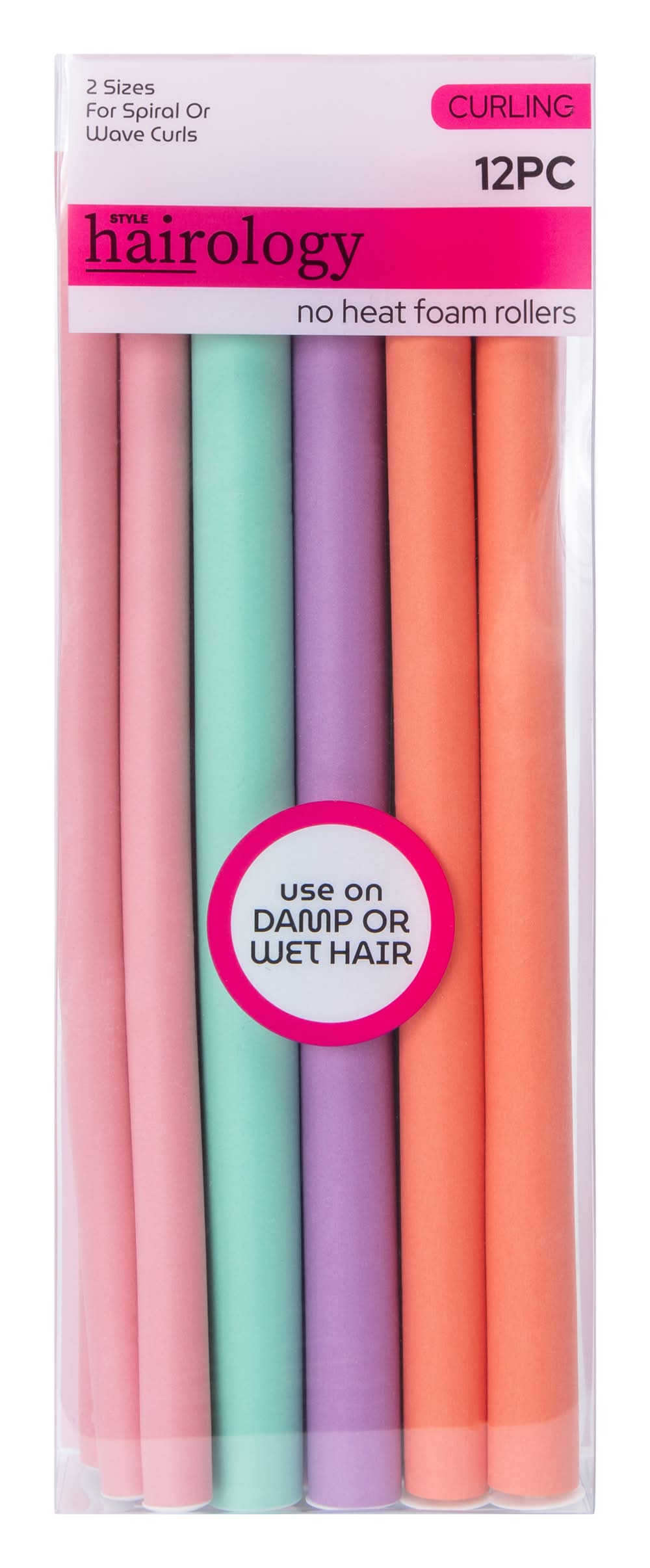 Colored No Heat Foam Rollers 12-Pack