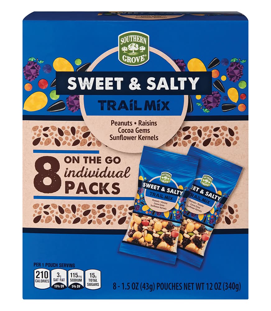 Southern Grove Flavored Trail Mix, Sweet & Salty (8 x 1.5 oz)
