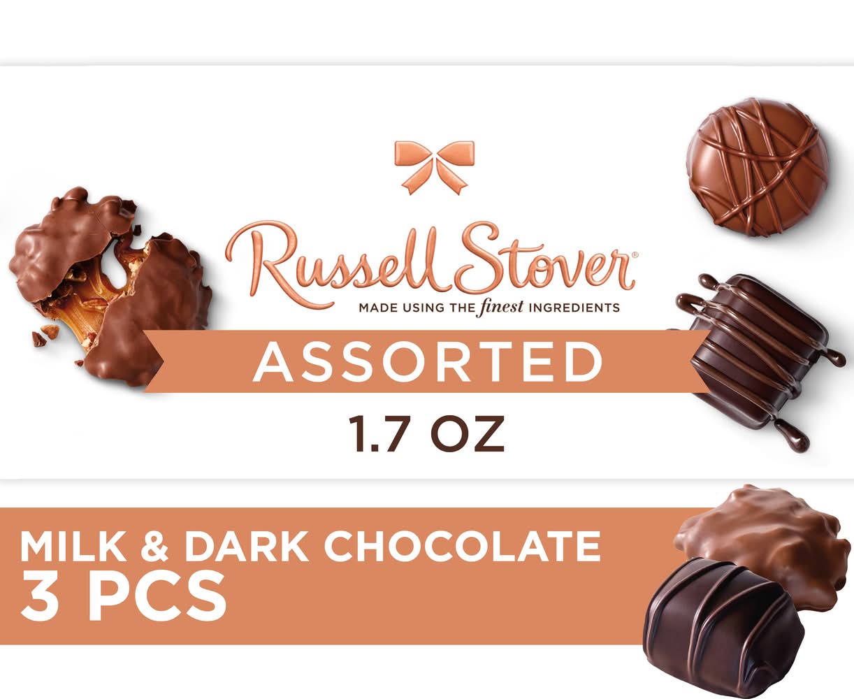 Russell Stover Assorted Milk & Dark Chocolate Trial Size Gift Box (1.7 oz, 3 ct)