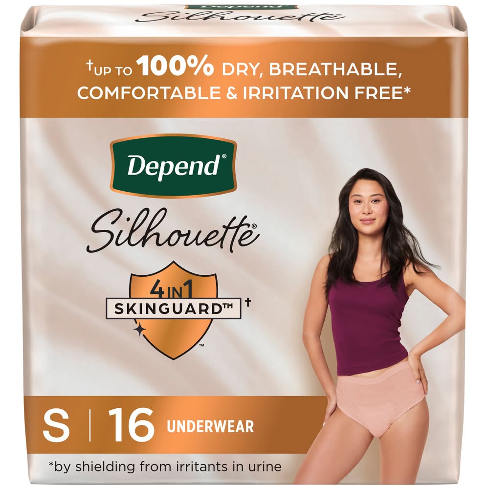 Depend Silhouette Adult Incontinence & Postpartum Underwear, Women, S, Pink (16 ct)